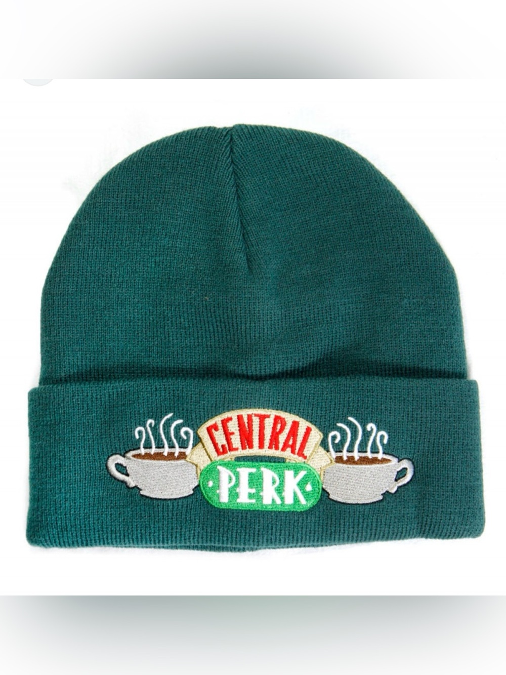 Friends Central Perk Beanie - Green Embroidered Cuff Hat